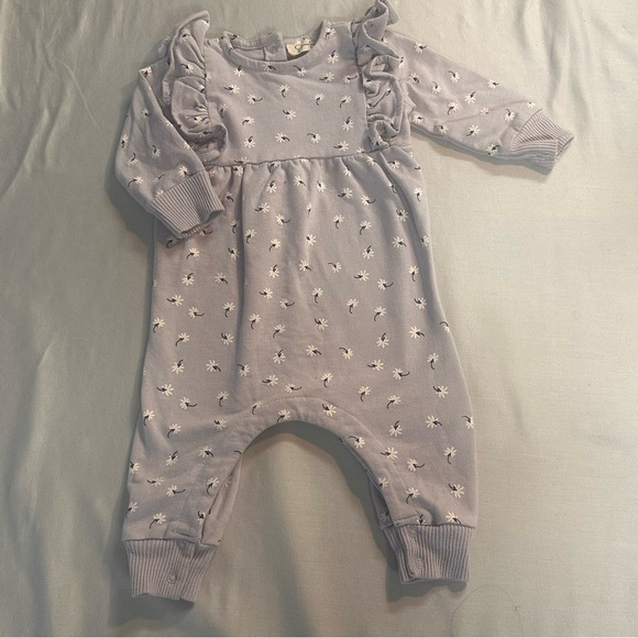 Jessica Simpson Lilac Floral Ruffle Footie - Picture 1 of 5